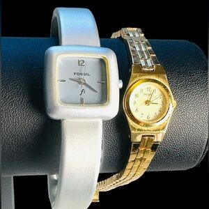 Vintage Fossil and Pulsar Women’s Wrist Watch set of 2 watches/Collectible